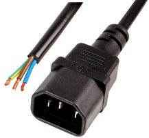 IEC C14 Plug to Bare Ends Power Lead, 3m Black -  PE01050
